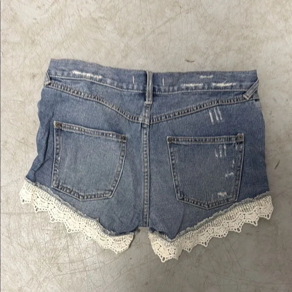 Free People Blue Jean Shorts with Lace Trim Size 25